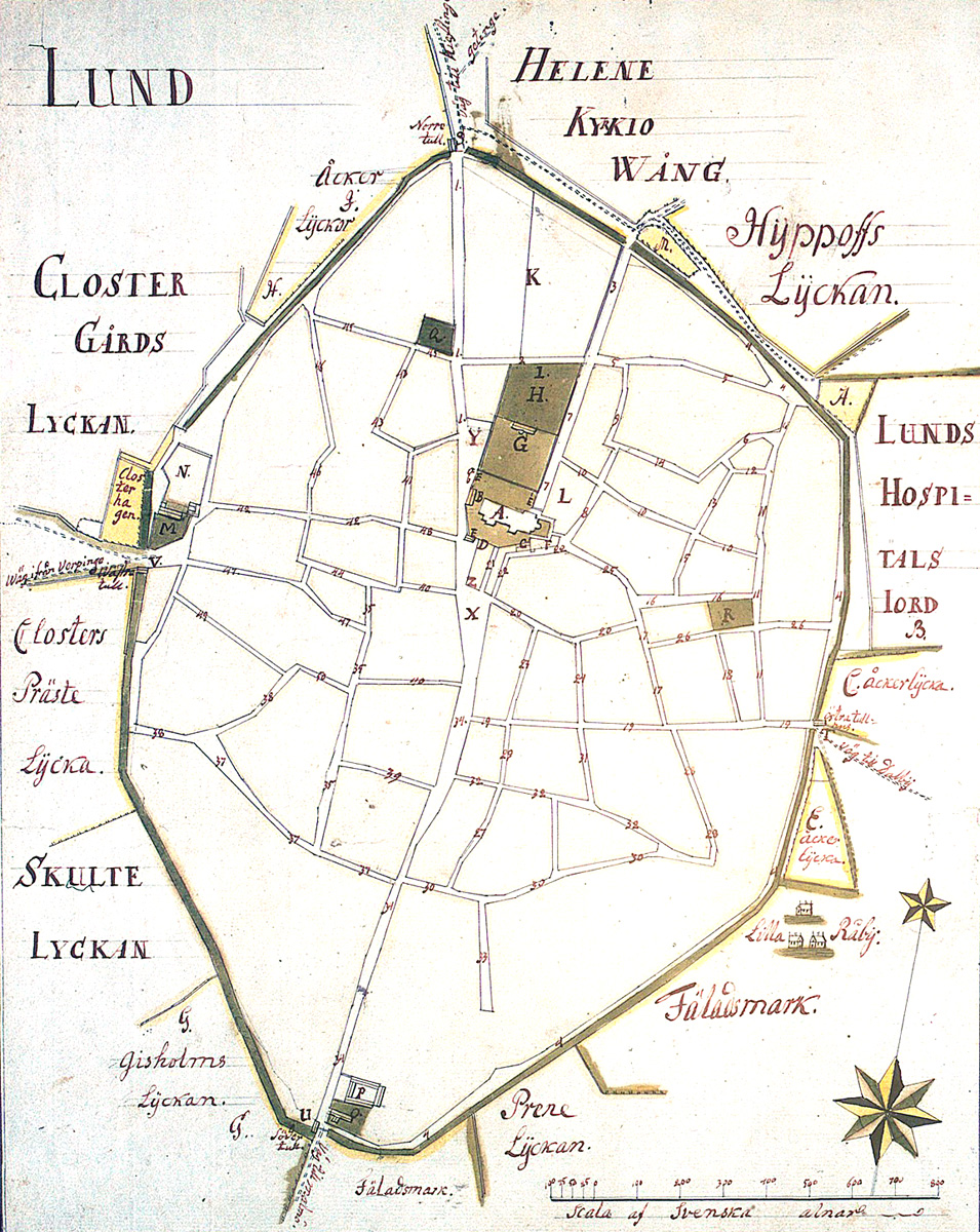 Map of Lund from 1784