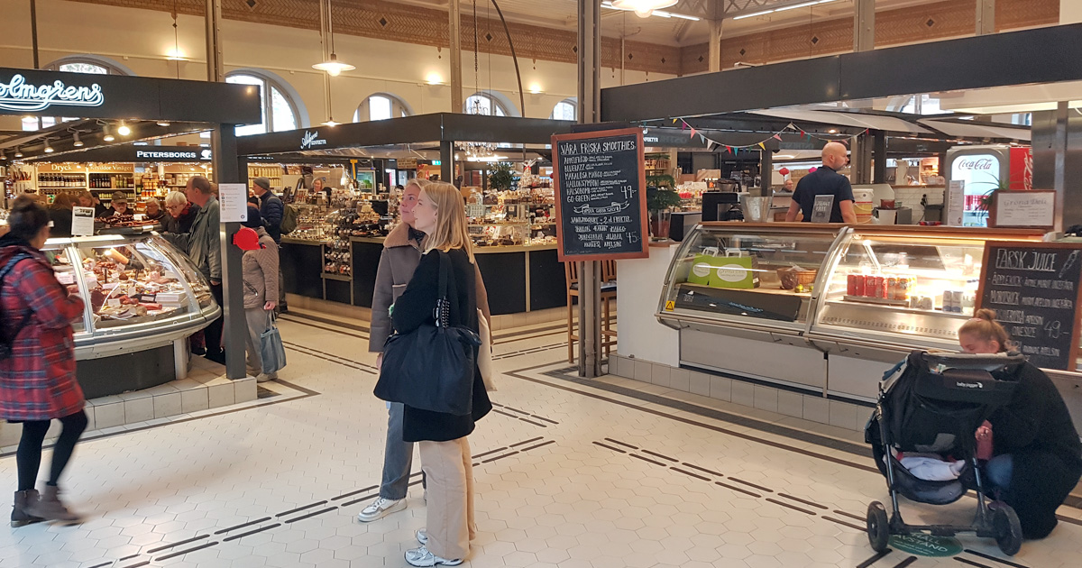 The Market Hall in Lund, and some of the delicatessens nowadays