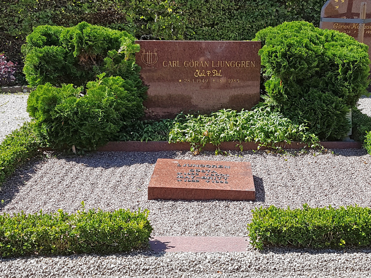 The grave of the rock musician Carl Göran Ljunggren known as Kal P Dal