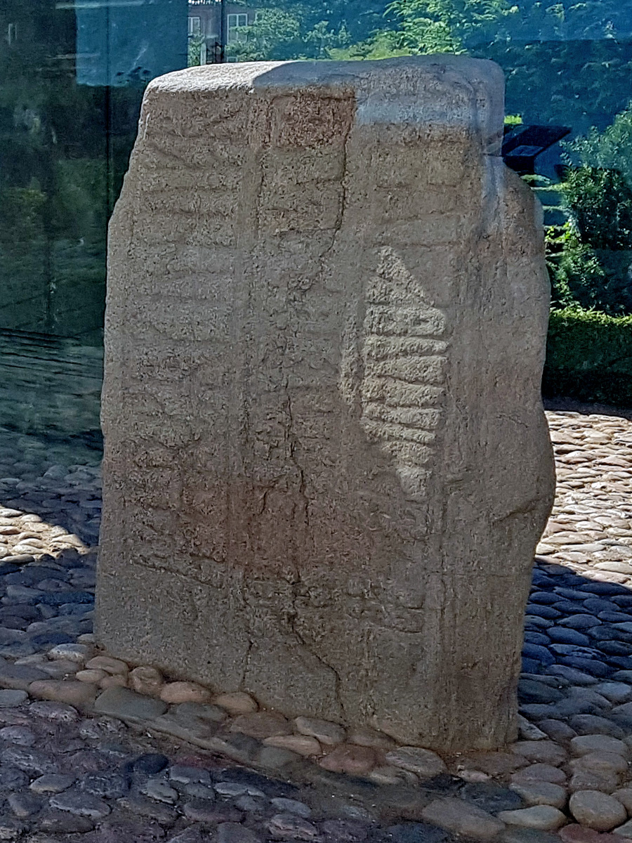 King Gorm's runestone in Jelling in Denmark in memorial of his wife Thorvi
