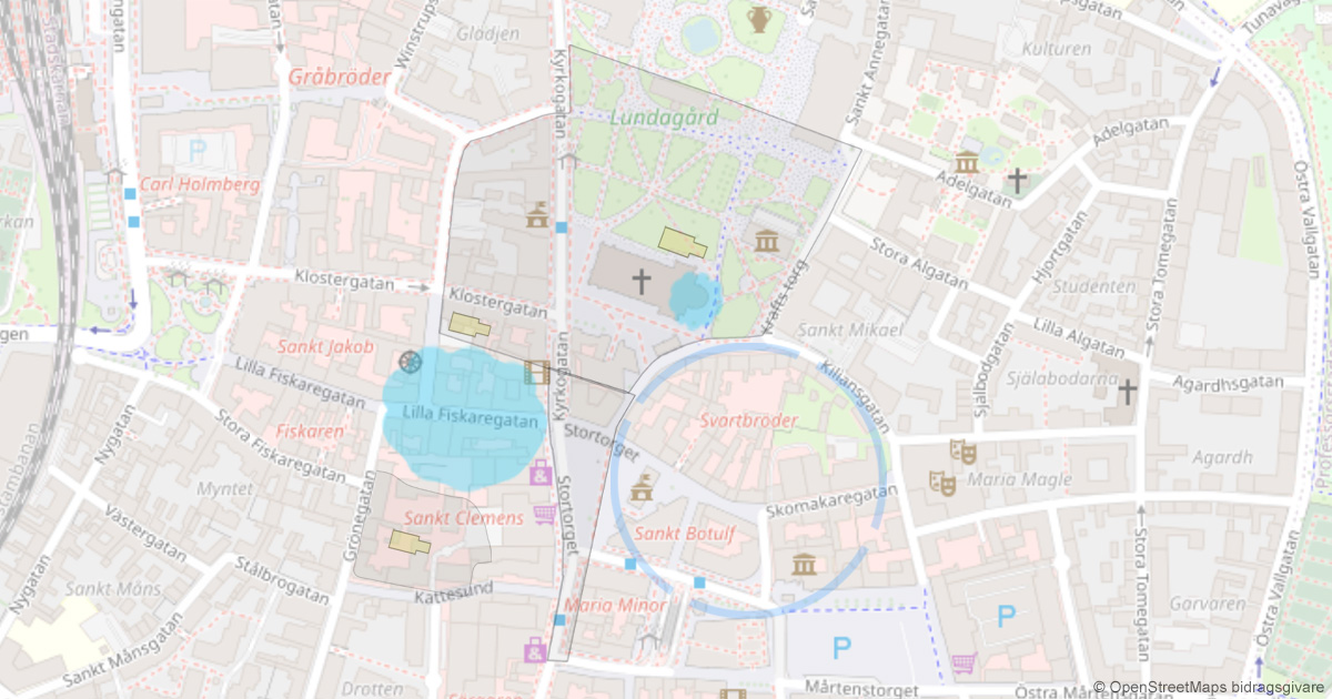 Map of Lund's viking age center as it may have looked in 990