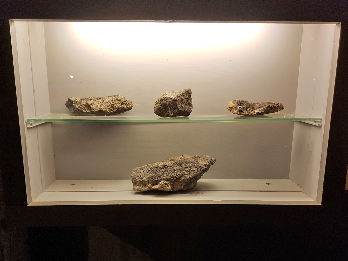 Some preserved fragment in the exhibition for Drotten chruch ruin from bell casting