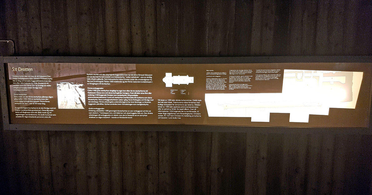 Information about the church Drotten in the exhibition in Drotten church ruin in Lund