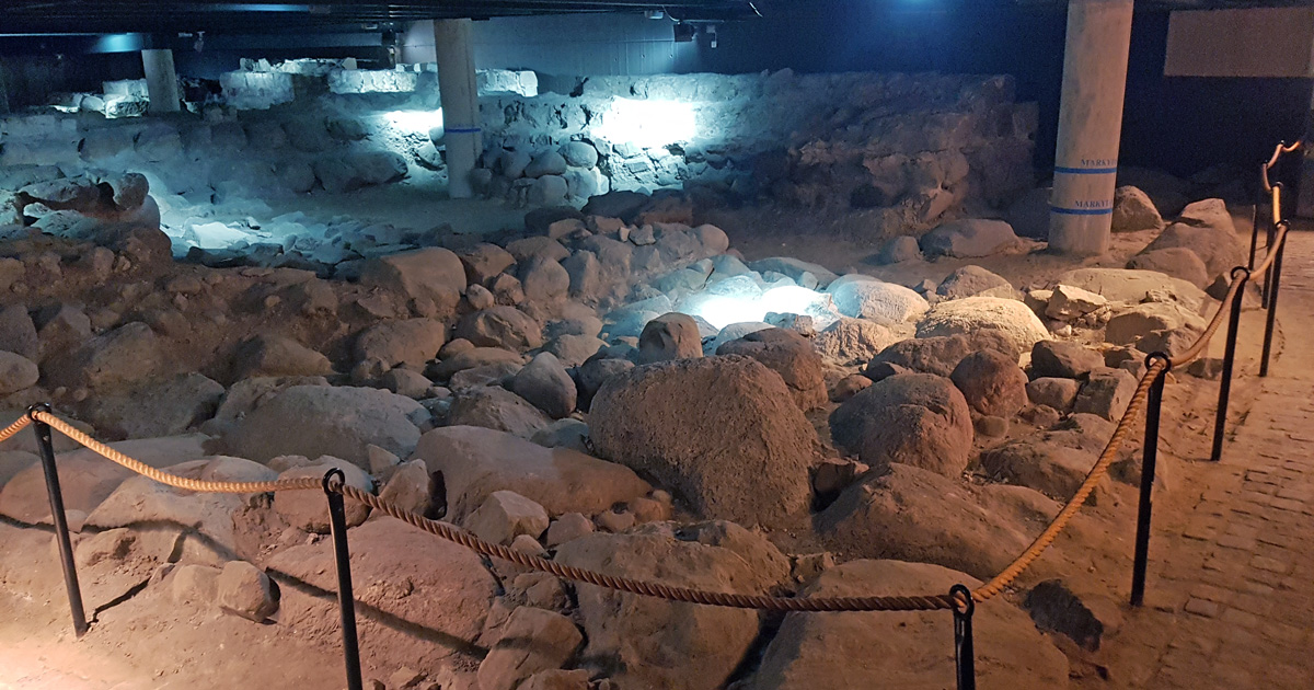 The place where the rebuilt tower was located in the west in in Drottens church ruin in Lund