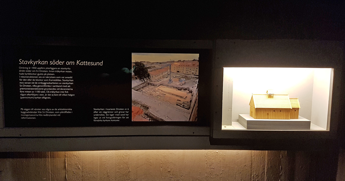 A model of the South Kattesund church in Drotten church ruin i Lund