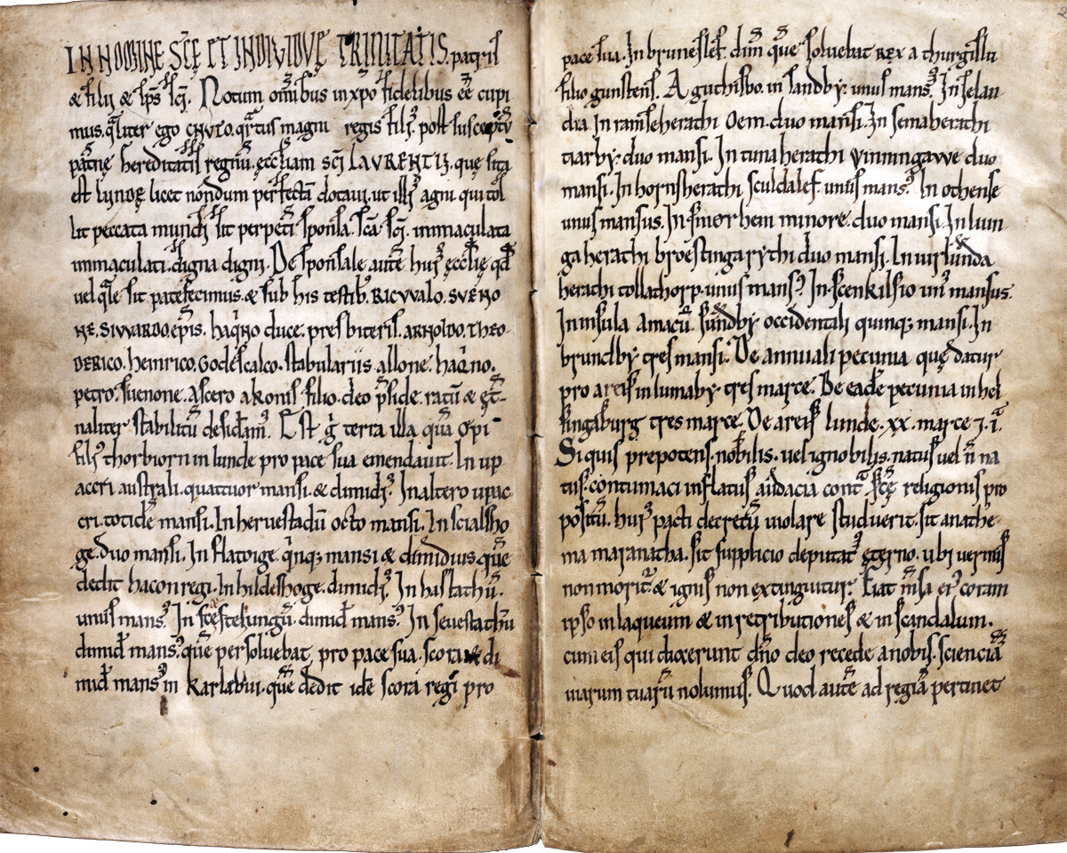 King Canute the Holy's deed of gift from 1085 for Lund Cathedral