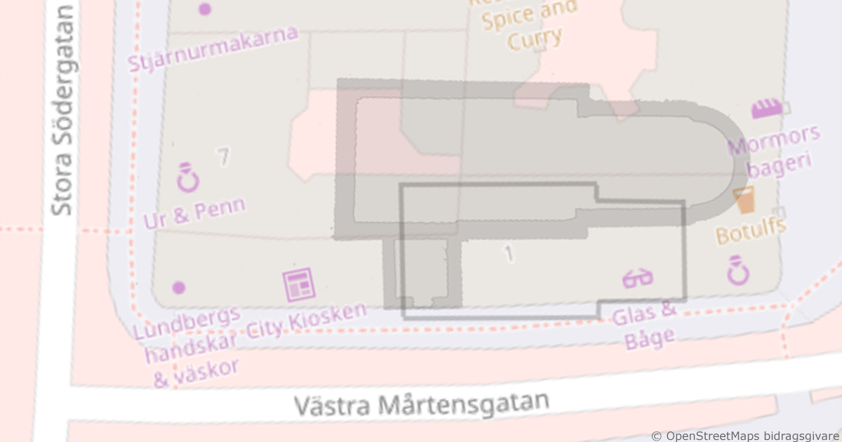Map of the location for the church St. Mary at the square in Lund