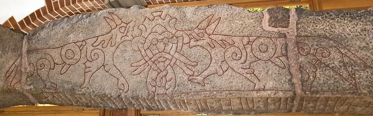 The large picture facing the room at the Lundagård runestone in Lund