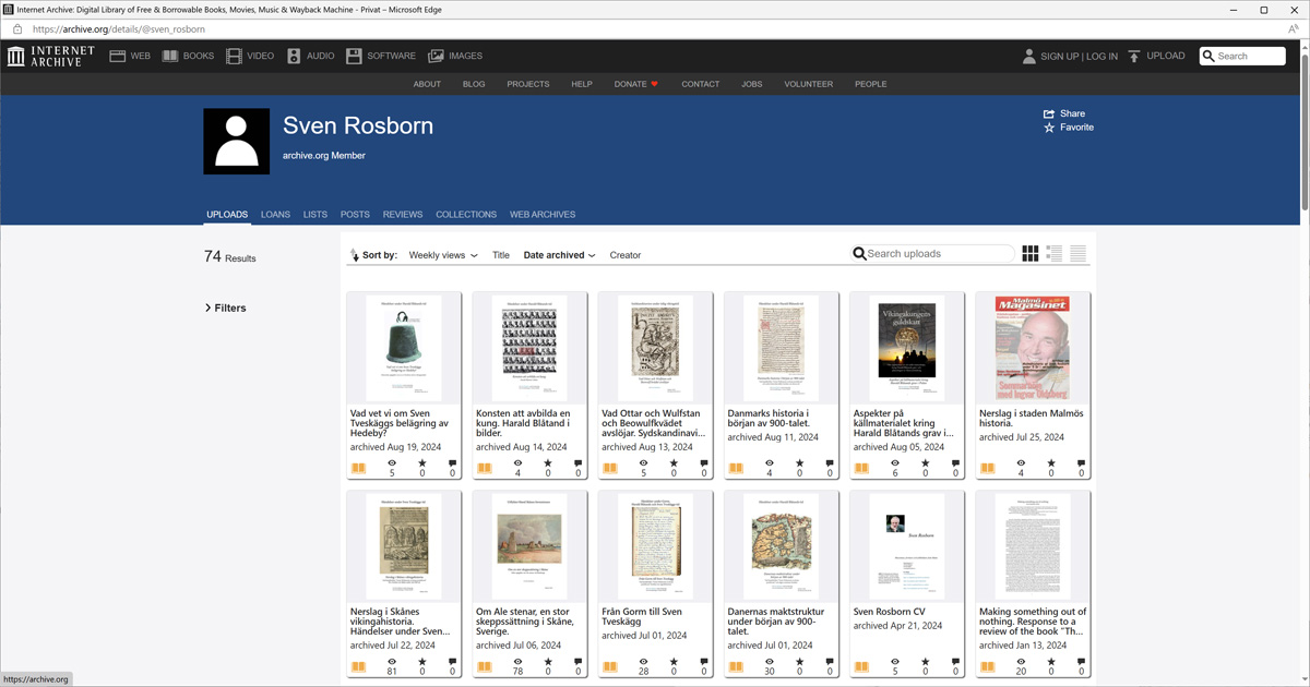 Some of Sven Rosborn's published documents at the Internet Archive