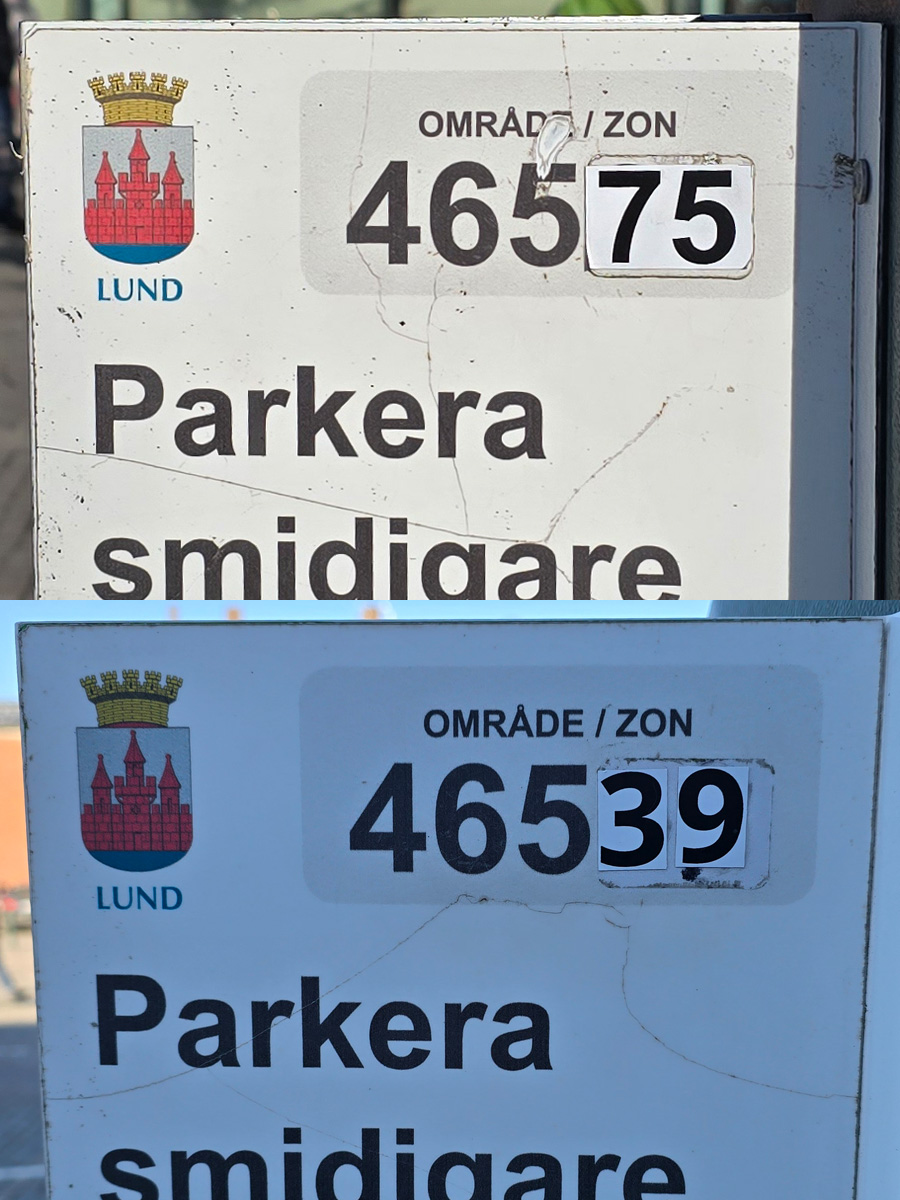 Parking zones at the street and at the square Mårtenstorget in Lund